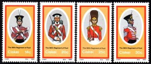 Ciskei - 1986 British Military Uniforms (3rd series) Set MNH SACC 98-101