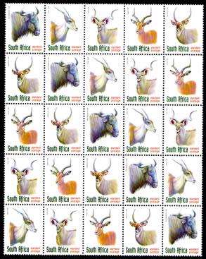 South Africa - 1998 Redrawn 6th Definitive SPR Antelopes Block MNH SACC 1089a