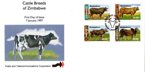 Zimbabwe - 1997 Cattle Breeds FDC SG 938-941