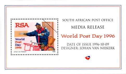 South Africa - 1996 World Post Day Media Release MNH