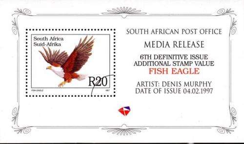 South Africa - 1997 6th Definitive R20 Eagle Additional Value Media Release MNH