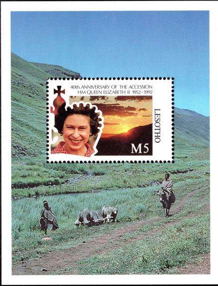 Lesotho - 1992 40th Anniversary of Accession of QE II Set & MS MNH SG 1084-1088