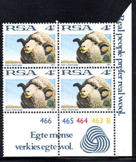 South Africa - 1972 Definitive 4c Control Block Pane B MNH SACC 322