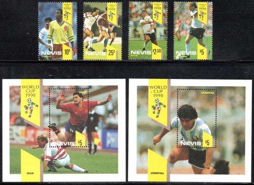 Nevis - 1990 World Cup Set & MS MNH SG 559-563