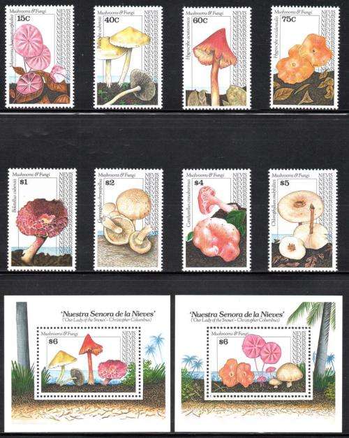Nevis - 1991 Fungi Set & MS MNH SG 646-654