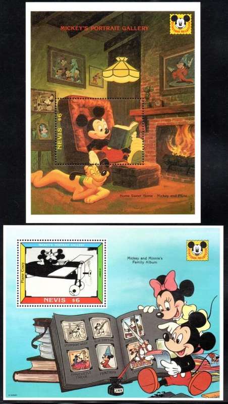Nevis - 1992 Mickey's Portrait Gallery Set & MS MNH SG 688-696