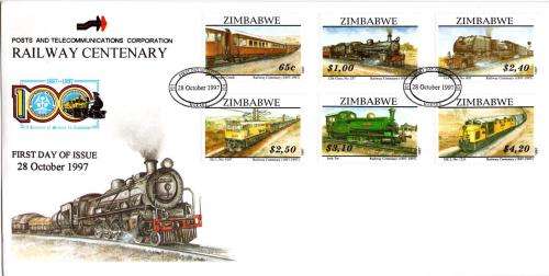 Zimbabwe - 1997 Centenary of Zimbabwe Railways FDC SG 954-959