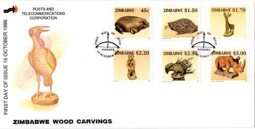 Zimbabwe - 1996 Animal Wood Carvings FDC SG 932-937