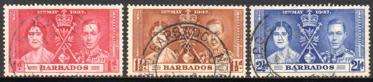 Barbados - 1937 Coronation Set Used SG 128-130