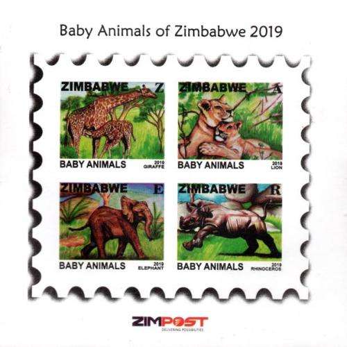 Zimbabwe - 2019 Baby Animals MS MNH