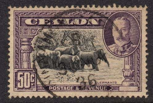 Ceylon - 1935 KGV 50c Used SG 377