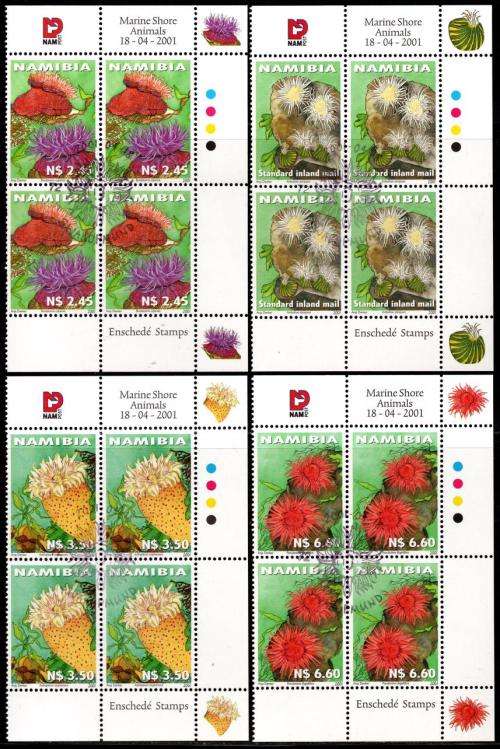 Namibia - 2001 Marine Shore Animals Control Block Set Used SACC 347-350