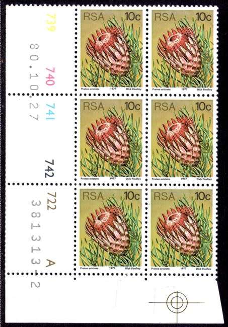 South Africa - 1980 Proteas 10c perf 12.5 Control Block (1980.10.27) Pane A MNH SACC 427