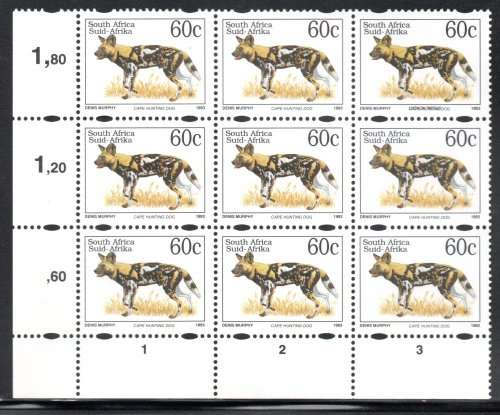 South Africa - 1997 6th Definitive 60c English over Latin name Positional Block MNH