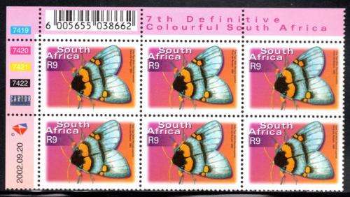 South Africa - 2002 7th Definitive R9 Moth Control Block MNH