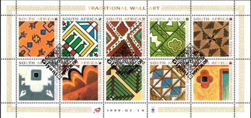 South Africa - 1999 Traditional Wall Art Sheet Used SACC 1230