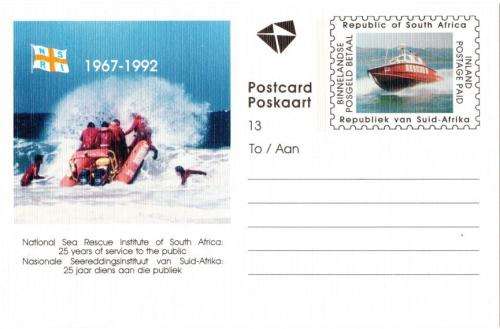 South Africa - 1992 Inland Postcard #13 50th Anniversary of NSRI