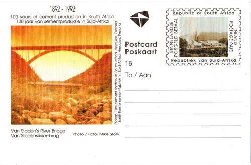South Africa - 1992 Inland Postcard #16 Centenary of Cement Production