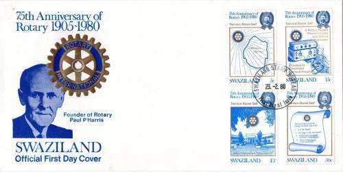 Swaziland - 1980 75th Anniversary of Rotary International FDC SG 336-339