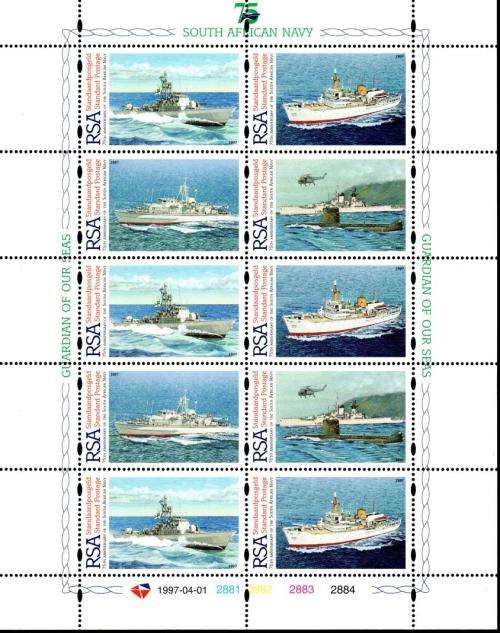 South Africa - 1997 75th Anniv of SA Navy Sheet MNH SACC 1008-1011