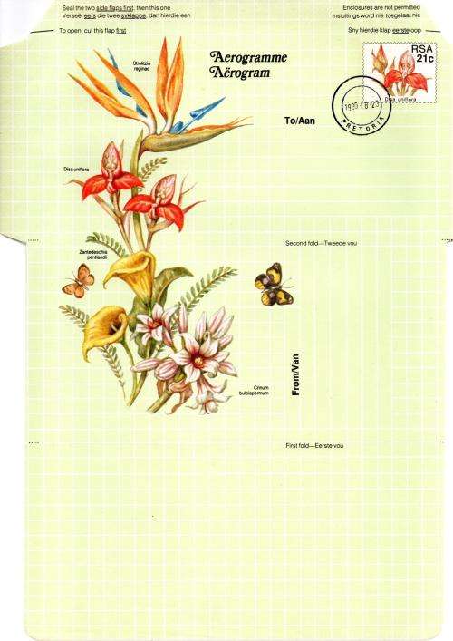 South Africa - 1990 Flowers 21c Aerogramme Cancelled