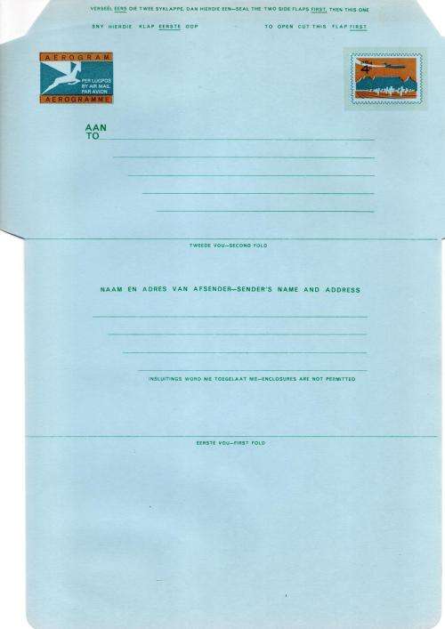 South Africa - 1971 4c Inland Aerogramme Mint