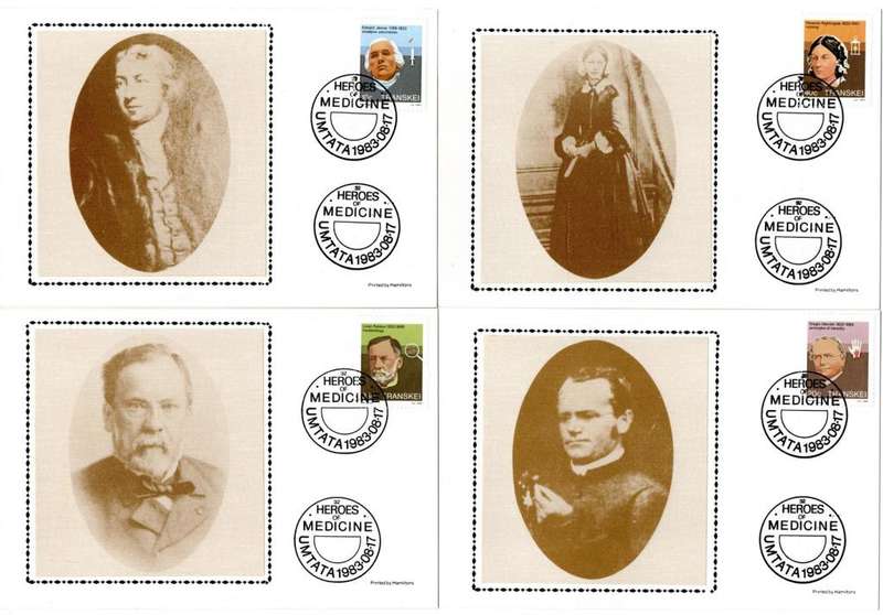 Transkei - 1983 Heroes of Medicine (2nd series) Silk Maxi Card Set