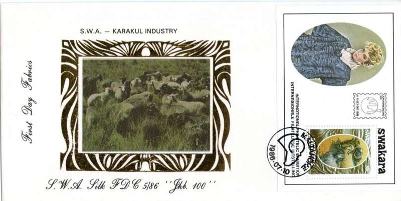 SWA - 1986 Karakul Industry Philatelic Foundation MS Silk FDC