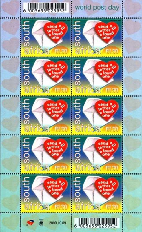 South Africa - 2000 World Post Day Sheet MNH SACC 1289