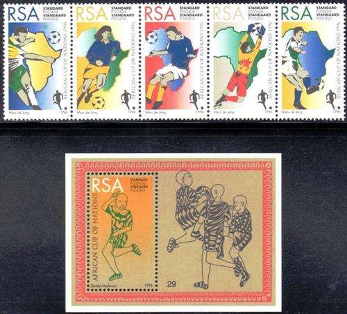 South Africa - 1996 African Cup of Nations Set & MS MNH SACC 933-938