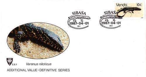 Venda - 1987 Reptiles 16c Additional Value FDC 2.5.1