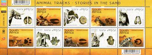 South Africa - 2006 Animal Tracks Sheet MNH SACC 1800