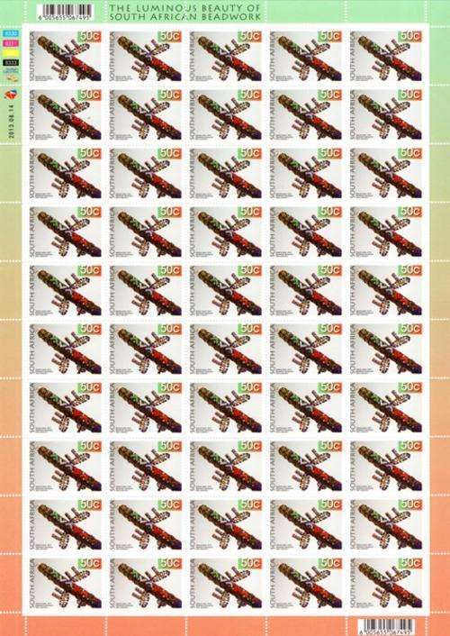 South Africa - 2013 8th Definitive Beadwork 50c Reprint Sheet (2013.08.14) MNH