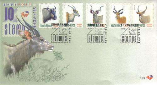 South Africa - 1998 Redrawn 6th Def Antelope Adhesives FDC 6.74