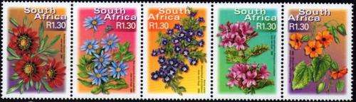 South Africa - 2000 7th Definitive R1.30 Flowers Strip MNH SACC 1304-1308
