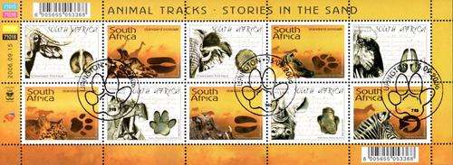 South Africa - 2006 Animal Tracks Sheet Used SACC 1800