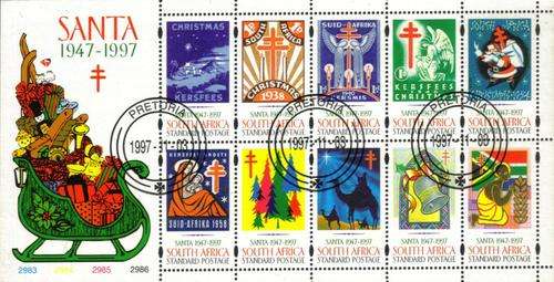 South Africa - 1997 Christmas SANTA Sheet Used SACC 1080 (1064-1073)