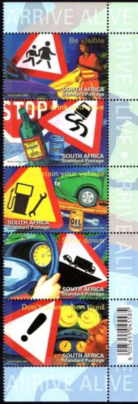 South Africa - 2004 Drive Alive Strip MNH SACC 1605-1609