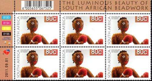 South Africa - 2011 8th Definitive Beadwork 80c Reprint Control Block (2011.09.01) MNH