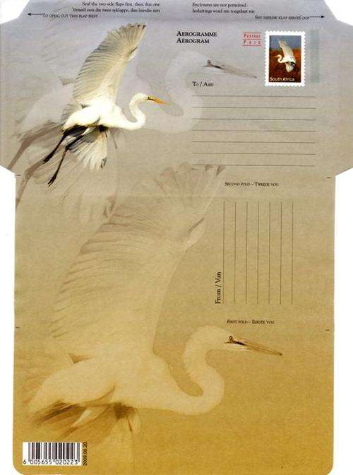 South Africa - 2009 Egret Aerogramme (2009.08.20) Thin Paper Mint