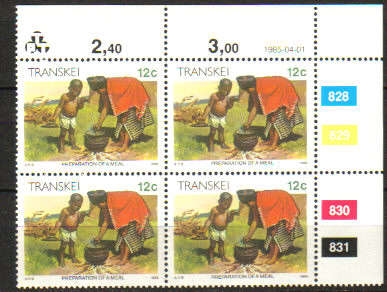 Transkei - 1985 Definitive Xhosa Culture 12c Additional Value Control Block SACC 168