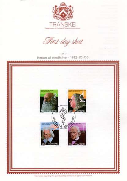 Transkei - 1982 Heroes of Medicine (1st series) FDS 1.27.7