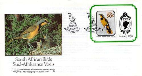South Africa - 1990 Birds Philatelic Foundation MS FDC no. 5