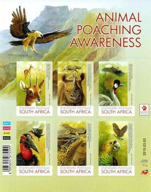 South Africa - 2015 Animal Poaching Awareness Sheet MNH SACC 2277