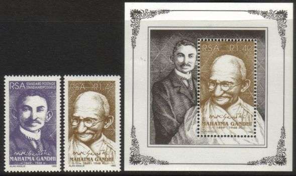 South Africa - 1995 Mahatma Gandhi Set & MS MNH SACC 916-918