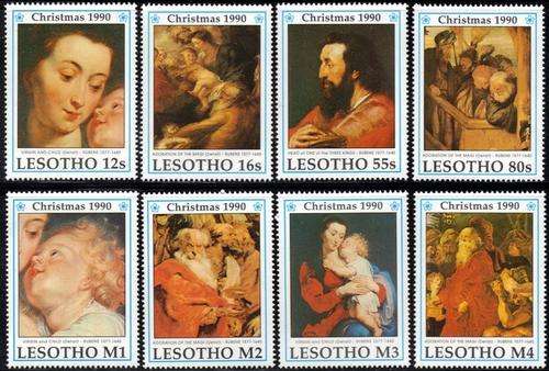 Lesotho - 1990 Christmas Paintings by Rubens Set & MS MNH SG 989-997