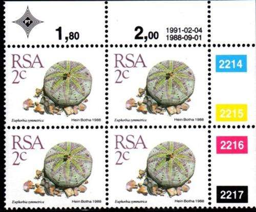 South Africa - 1991 Succulents 2c Reprint Control Block (1991.02.04) MNH SACC 669