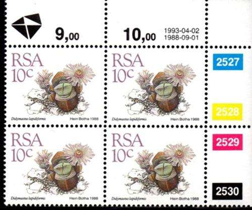 South Africa - 1993 Succulents 10c Reprint Control Block (1993.04.02) MNH SACC 672