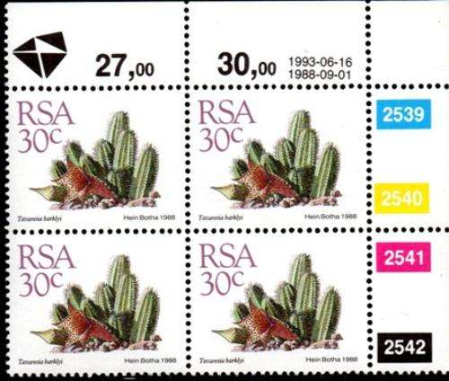 South Africa - 1993 Succulents 30c Reprint Control Block (1993.06.16) MNH SACC 676