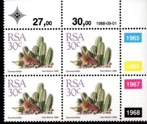 South Africa - 1988 Succulents 30c Control Block MNH SACC 676